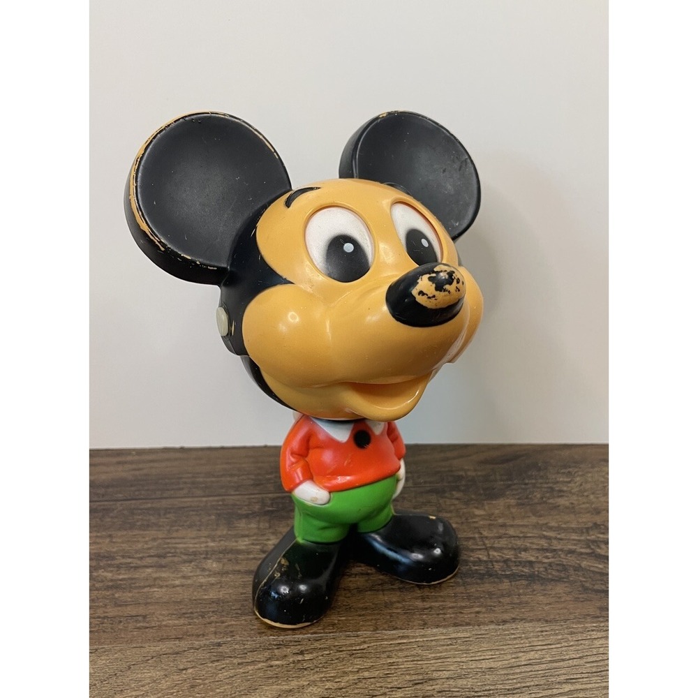 Vintage Mattel Mickey Mouse 7" Chatter Chum Pull String Talking Toy Figure VIDEO